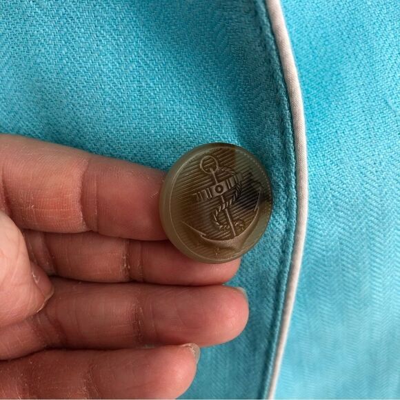 Talbots Aberdeen Blazer Womens 4 100% Linen Turquoise Light Blue Single Button - Picture 4 of 15